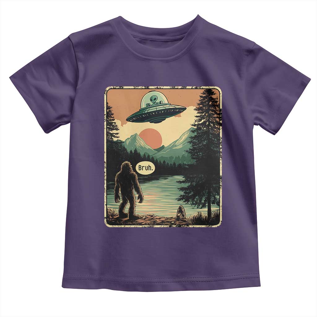 Funny Bigfoot Sasquatch Alien Spaceship UFO Introvert Bruh Toddler T Shirt - Wonder Print Shop