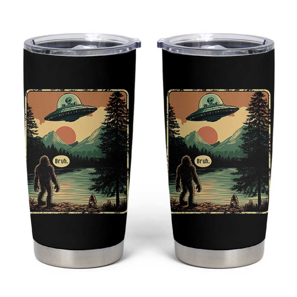 Funny Bigfoot Sasquatch Alien Spaceship UFO Introvert Bruh Tumbler Cup - Wonder Print Shop