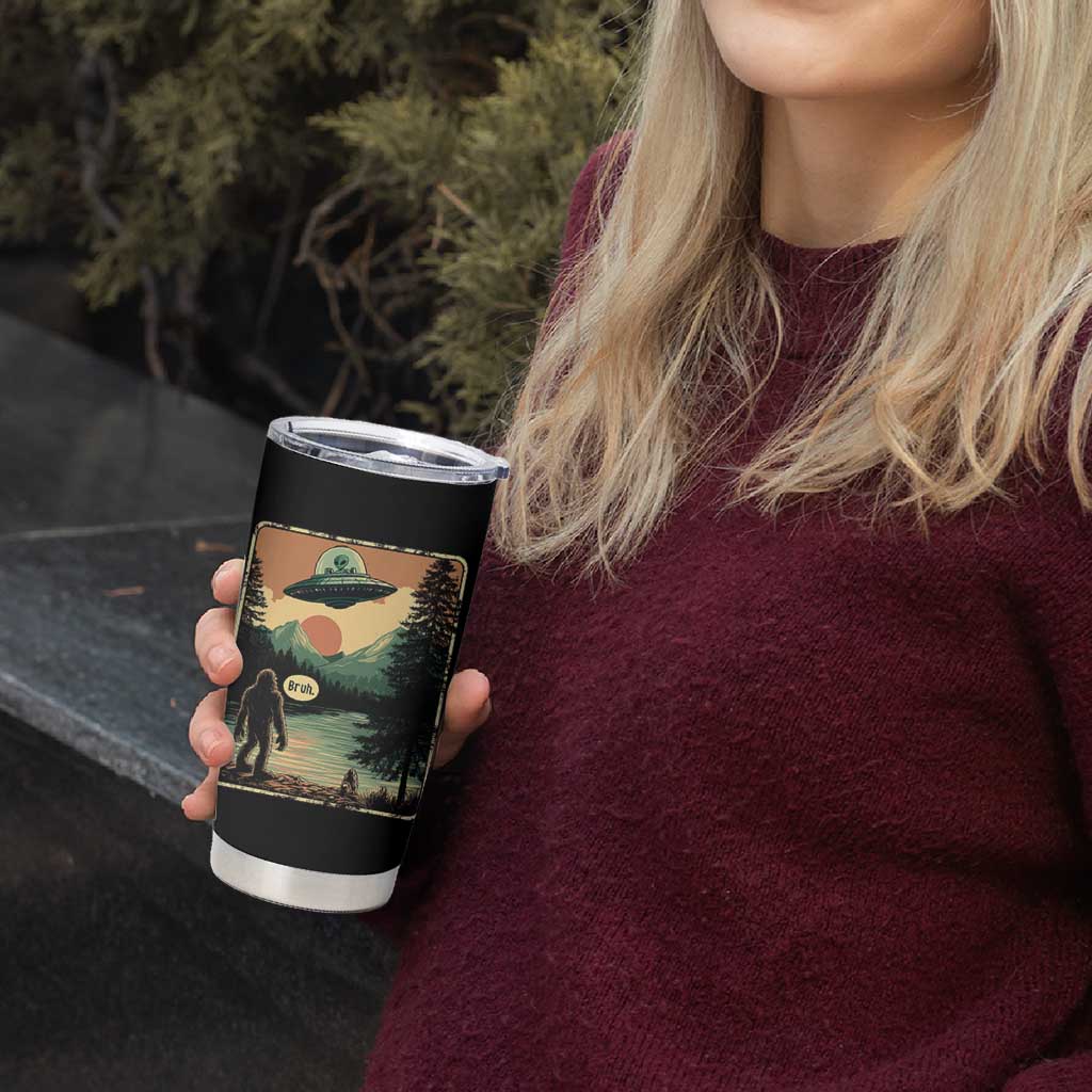 Funny Bigfoot Sasquatch Alien Spaceship UFO Introvert Bruh Tumbler Cup - Wonder Print Shop