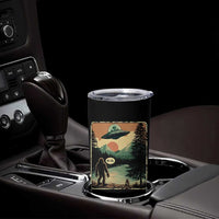 Funny Bigfoot Sasquatch Alien Spaceship UFO Introvert Bruh Tumbler Cup - Wonder Print Shop