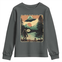 Funny Bigfoot Sasquatch Alien Spaceship UFO Introvert Bruh Youth Sweatshirt - Wonder Print Shop