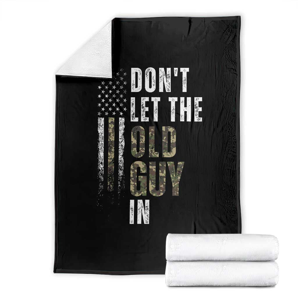 Funny Dont Let The Old Guy In Throw Blanket Vintage Camo American Flag - Wonder Print Shop