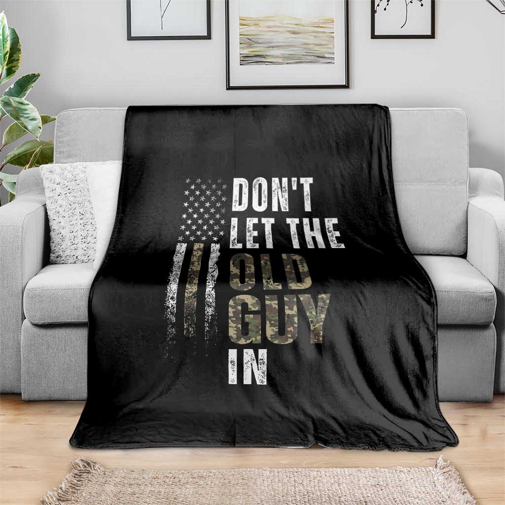 Funny Dont Let The Old Guy In Throw Blanket Vintage Camo American Flag - Wonder Print Shop
