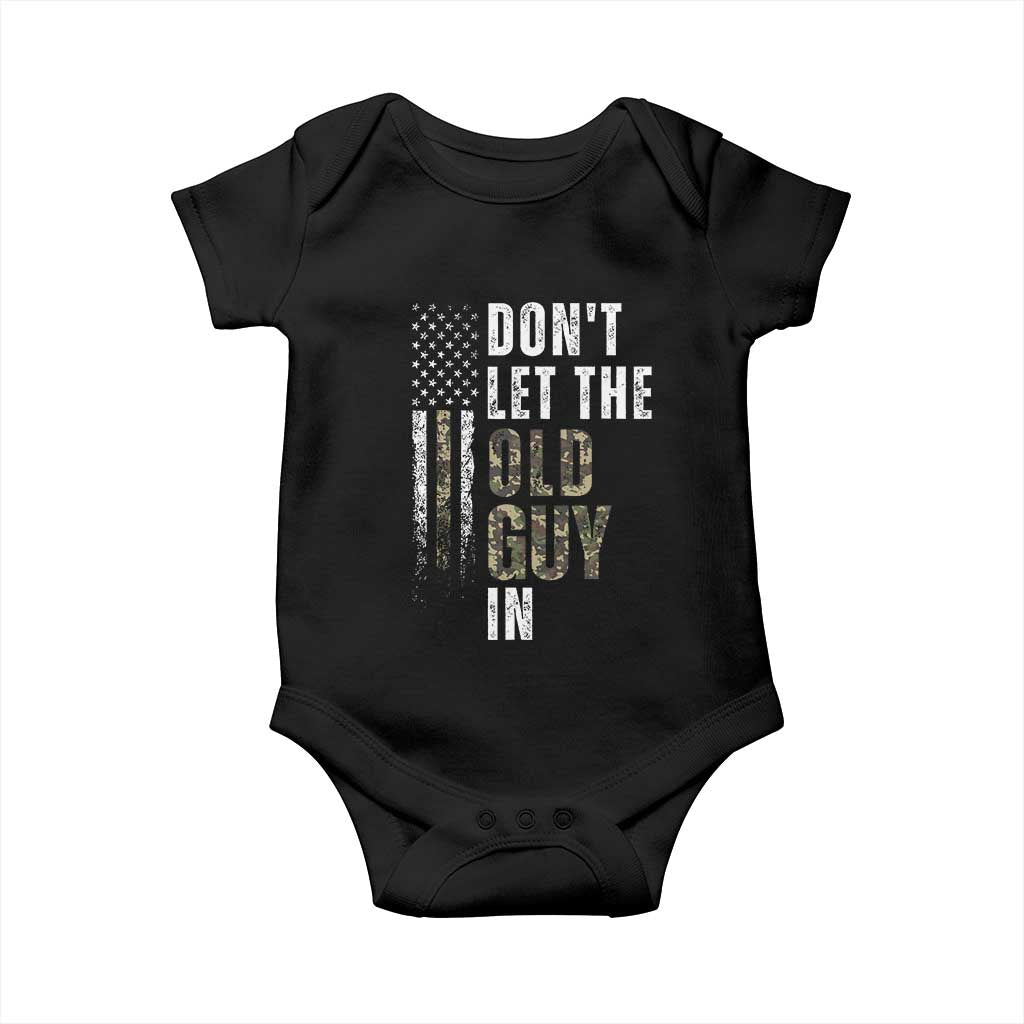 Funny Dont Let The Old Guy In Baby Onesie Vintage Camo American Flag - Wonder Print Shop