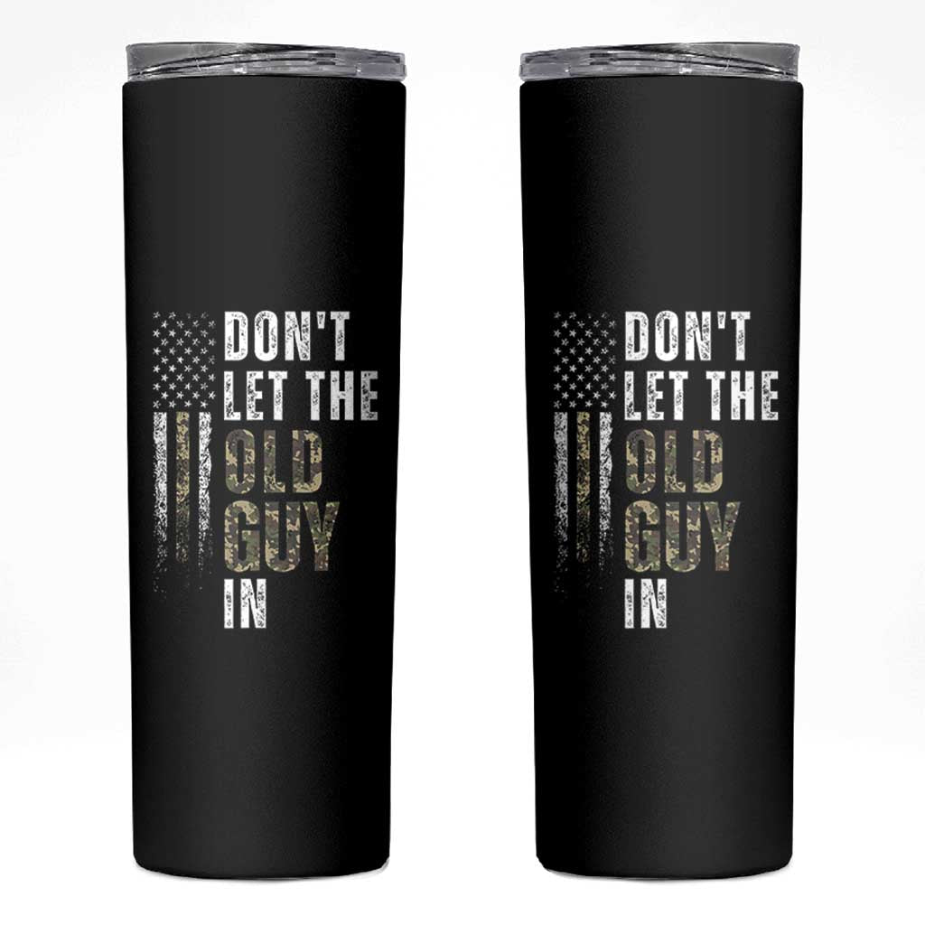 Funny Dont Let The Old Guy In Skinny Tumbler Vintage Camo American Flag - Wonder Print Shop