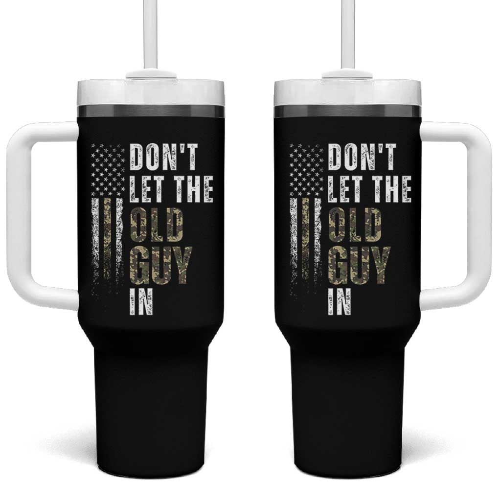 Funny Dont Let The Old Guy In Tumbler With Handle Vintage Camo American Flag - Wonder Print Shop