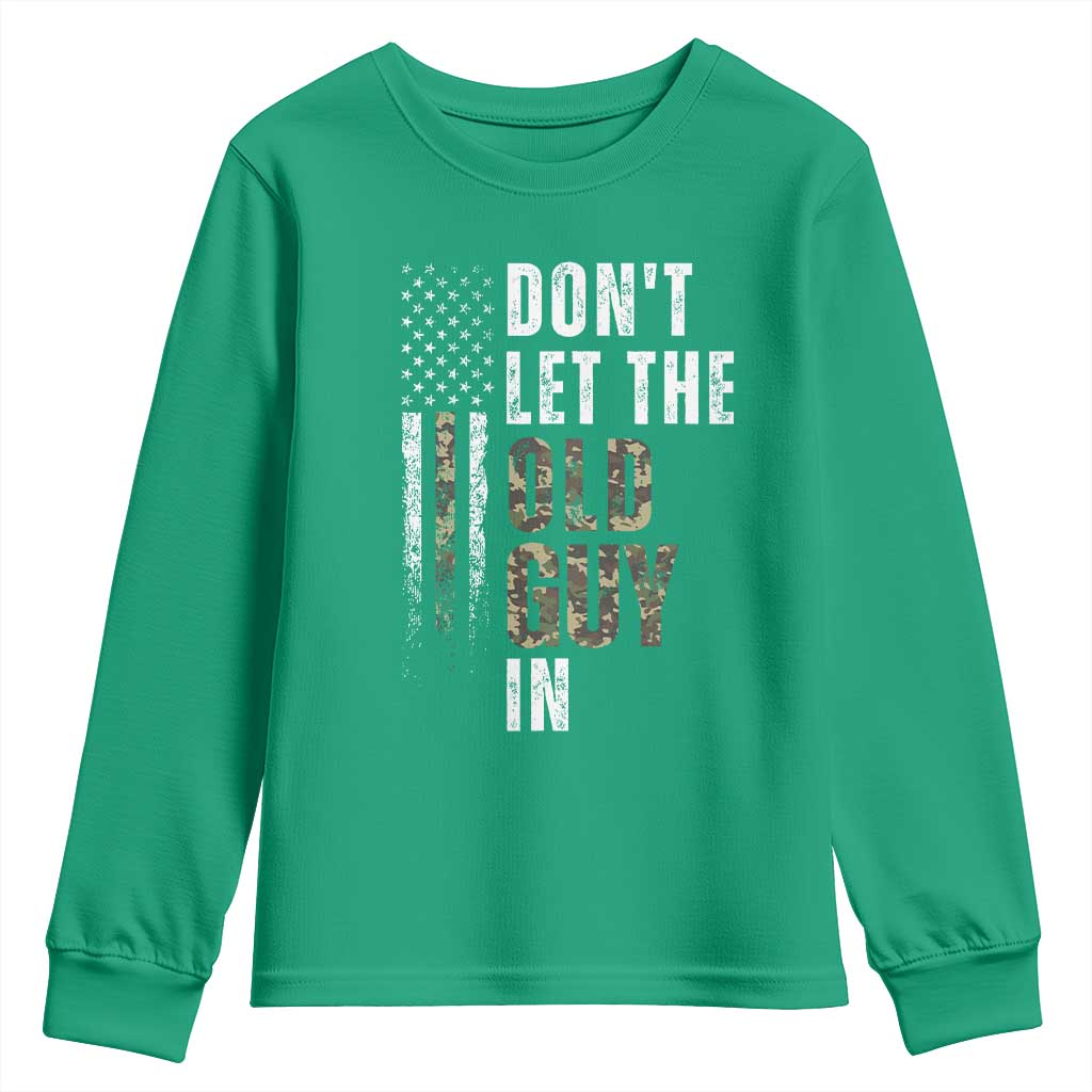 Funny Dont Let The Old Guy In Youth Sweatshirt Vintage Camo American Flag - Wonder Print Shop