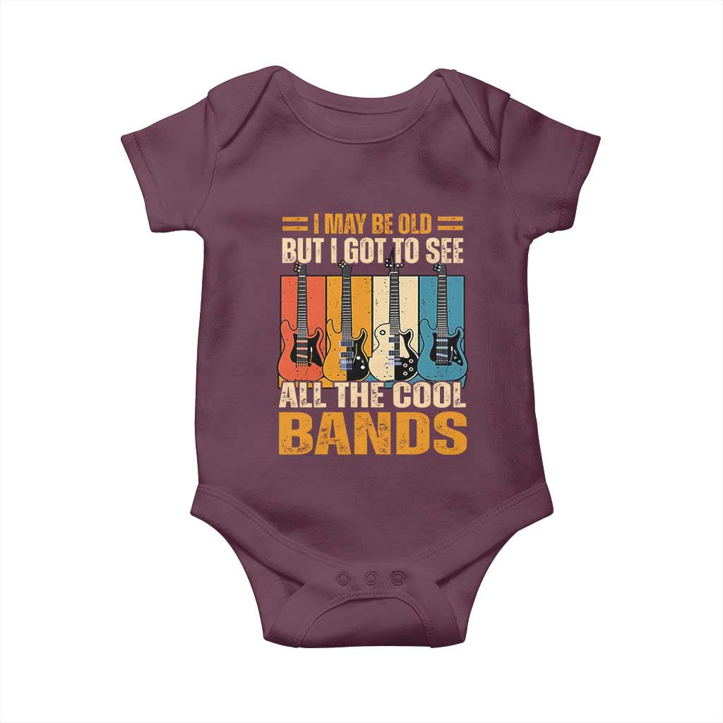 Funny I May Be Old But I Got To See All The Cool Bands Baby Onesie Guitar - Wonder Print Shop