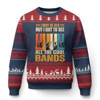 Funny I May Be Old But I Got To See All The Cool Bands Ugly Christmas Sweater Guitar - Wonder Print Shop