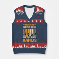Funny I May Be Old But I Got To See All The Cool Bands V-Neck Knit Sweater Vest Guitar - Wonder Print Shop