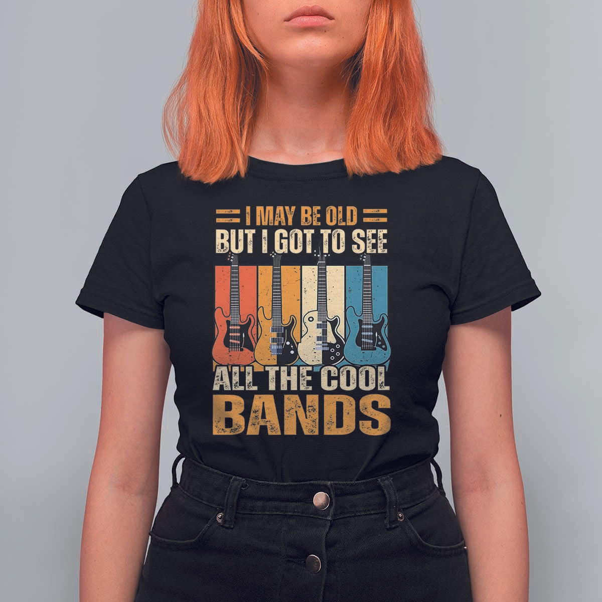 Funny I May Be Old But I Got To See All The Cool Bands T Shirt For Women Guitar - Wonder Print Shop