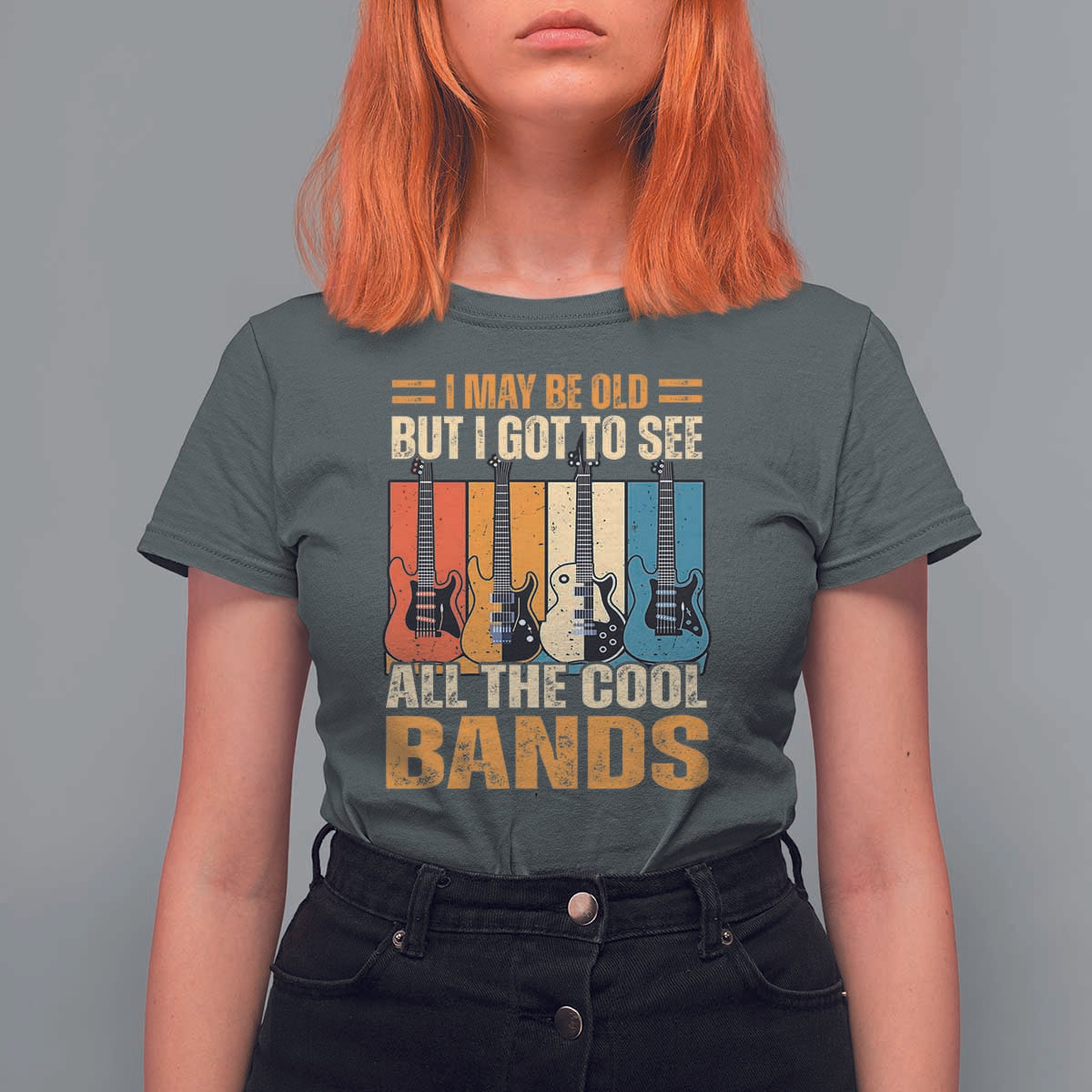 Funny I May Be Old But I Got To See All The Cool Bands T Shirt For Women Guitar - Wonder Print Shop