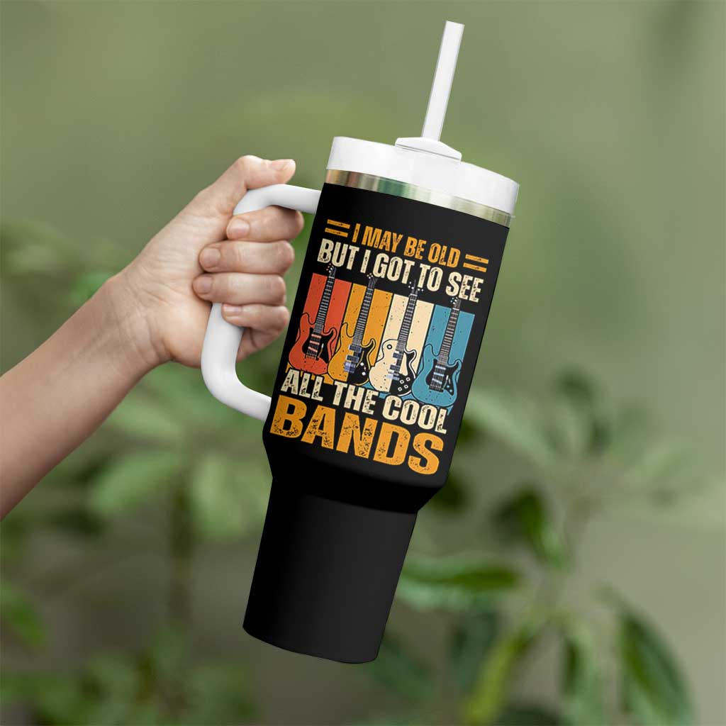 Funny I May Be Old But I Got To See All The Cool Bands Tumbler With Handle Guitar - Wonder Print Shop