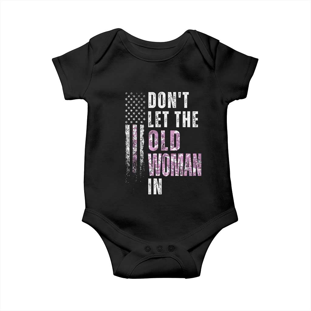 Funny Dont Let The Old Woman In Baby Onesie Vintage Pink Camo American Flag - Wonder Print Shop