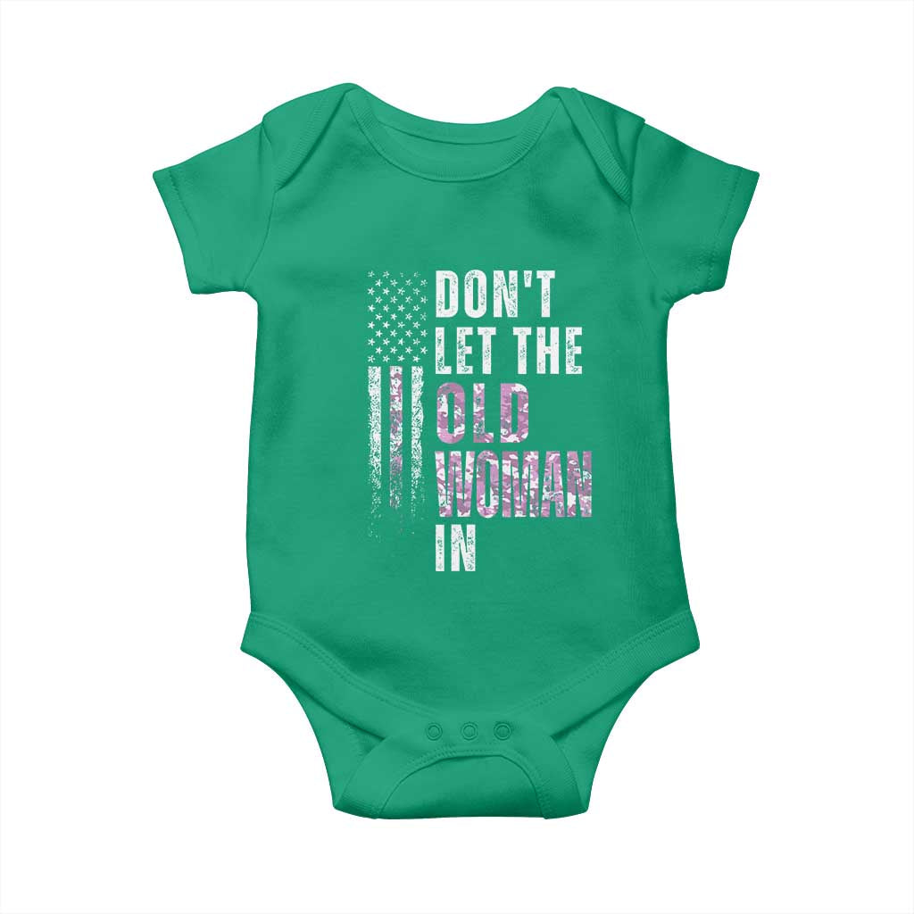 Funny Dont Let The Old Woman In Baby Onesie Vintage Pink Camo American Flag - Wonder Print Shop