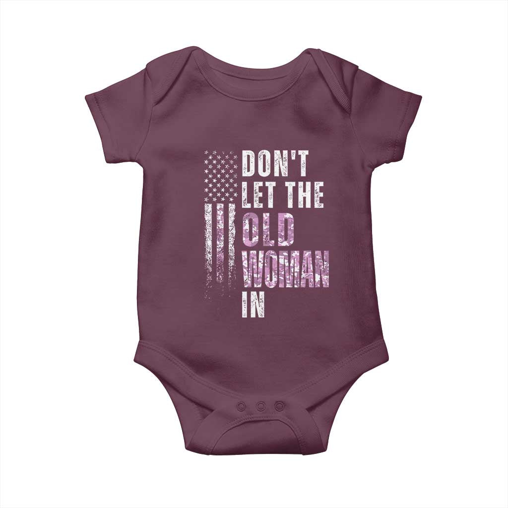 Funny Dont Let The Old Woman In Baby Onesie Vintage Pink Camo American Flag - Wonder Print Shop