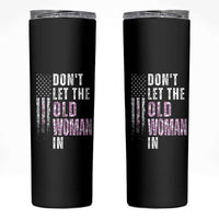 Funny Dont Let The Old Woman In Skinny Tumbler Vintage Pink Camo American Flag - Wonder Print Shop