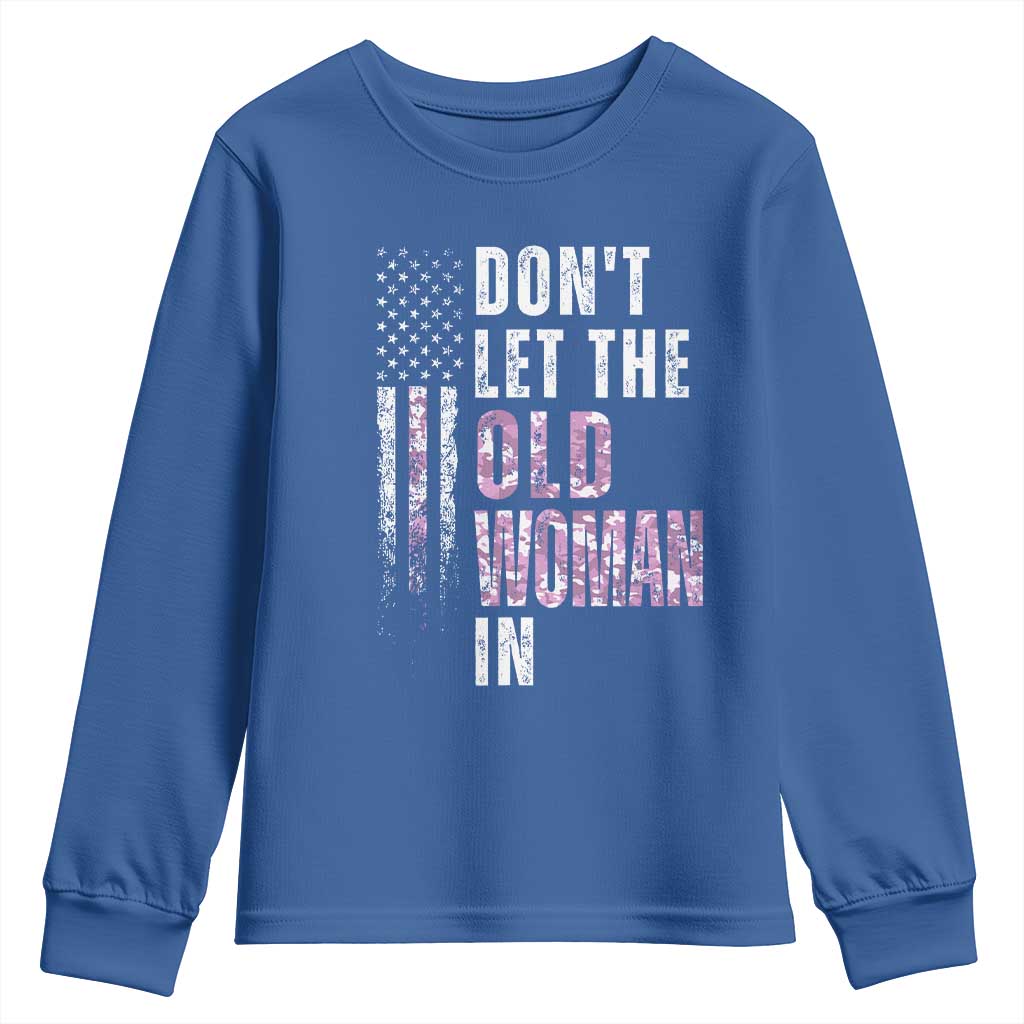 Funny Dont Let The Old Woman In Youth Sweatshirt Vintage Pink Camo American Flag - Wonder Print Shop