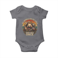 All Animals Are Pettable Some Only Once Baby Onesie Retro Wild Animals