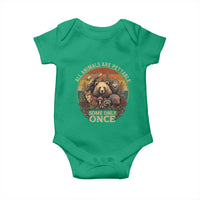 All Animals Are Pettable Some Only Once Baby Onesie Retro Wild Animals