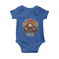 All Animals Are Pettable Some Only Once Baby Onesie Retro Wild Animals