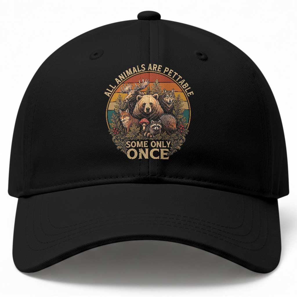 All Animals Are Pettable Some Only Once Baseball Cap Retro Wild Animals