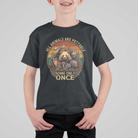 All Animals Are Pettable Some Only Once T Shirt For Kid Retro Wild Animals