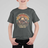 All Animals Are Pettable Some Only Once T Shirt For Kid Retro Wild Animals