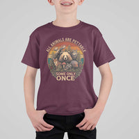 All Animals Are Pettable Some Only Once T Shirt For Kid Retro Wild Animals