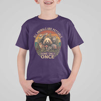 All Animals Are Pettable Some Only Once T Shirt For Kid Retro Wild Animals