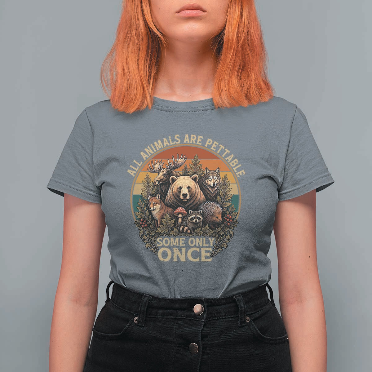 All Animals Are Pettable Some Only Once T Shirt For Women Retro Wild Animals