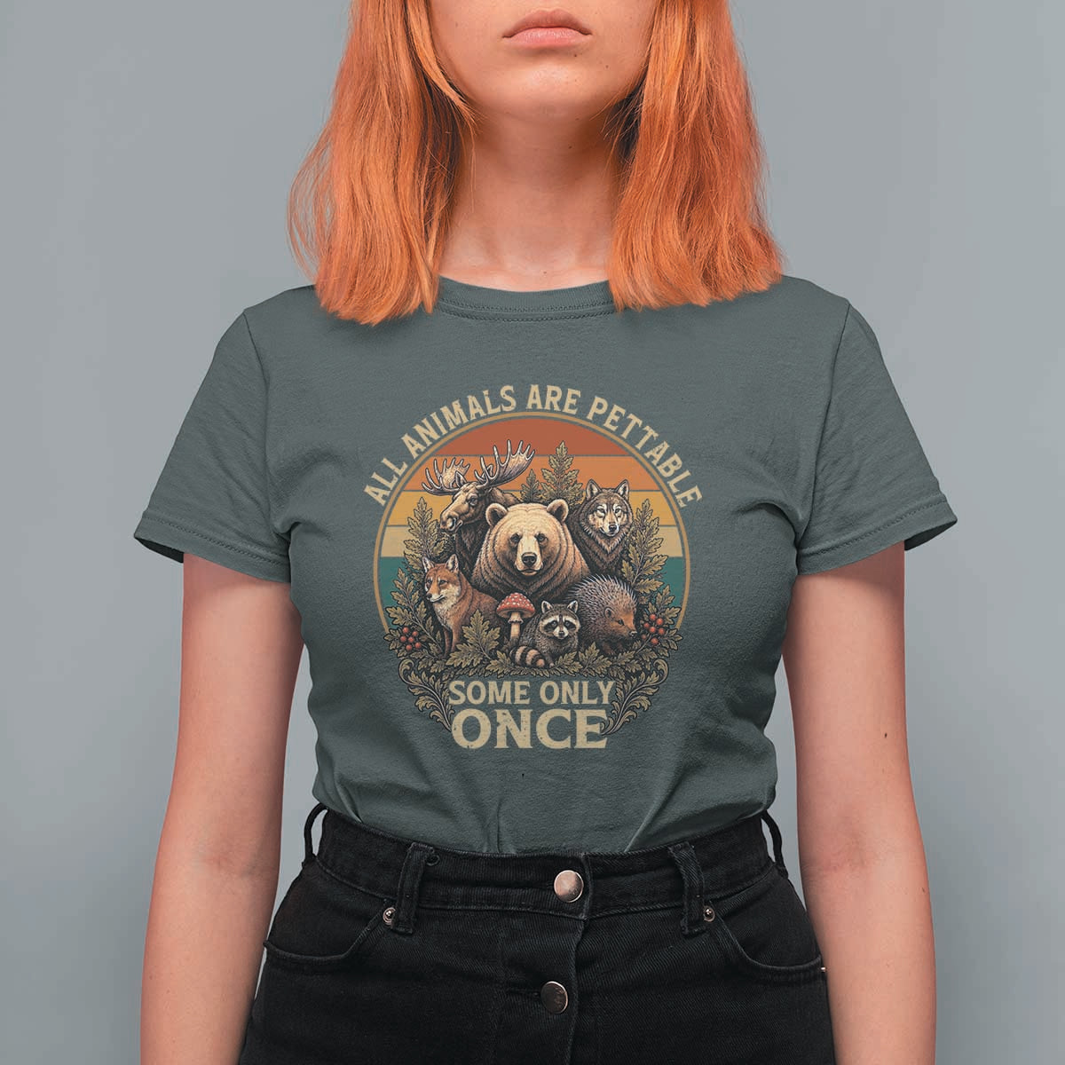 All Animals Are Pettable Some Only Once T Shirt For Women Retro Wild Animals