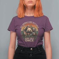 All Animals Are Pettable Some Only Once T Shirt For Women Retro Wild Animals
