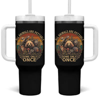 All Animals Are Pettable Some Only Once Tumbler With Handle Retro Wild Animals