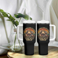 All Animals Are Pettable Some Only Once Tumbler With Handle Retro Wild Animals