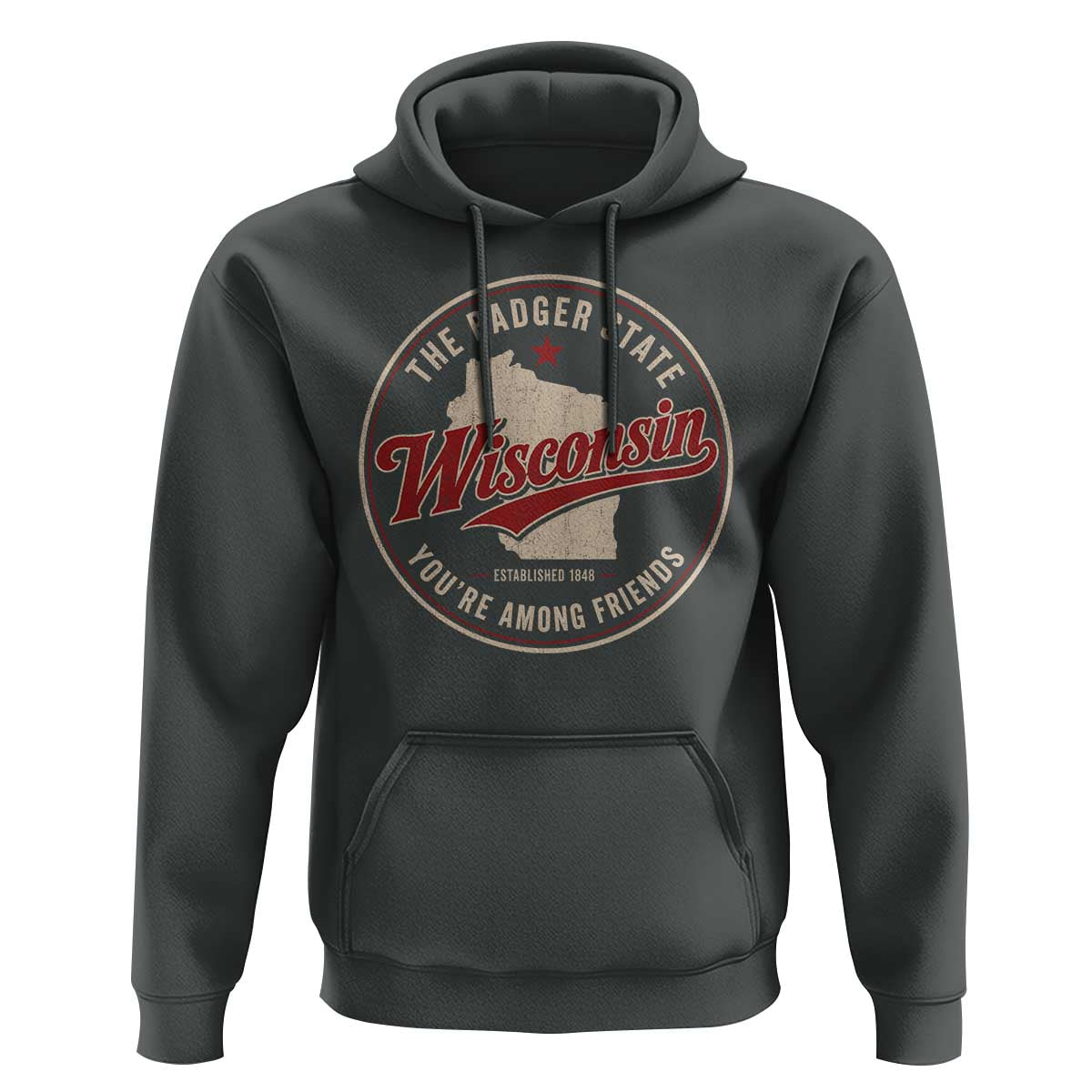Wisconsin The Badger State Hoodie You're Among Friends Retro WI State