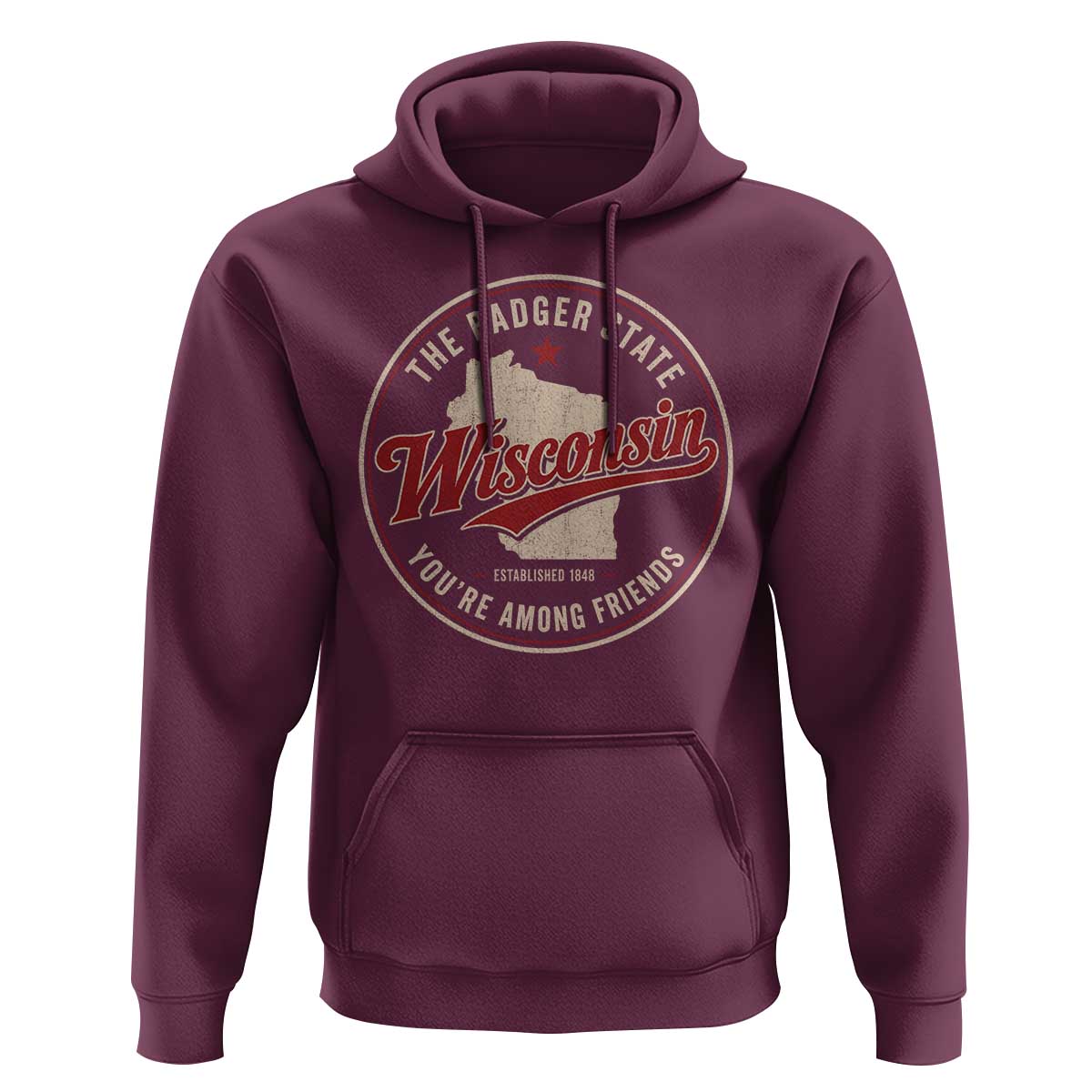 Wisconsin The Badger State Hoodie You're Among Friends Retro WI State
