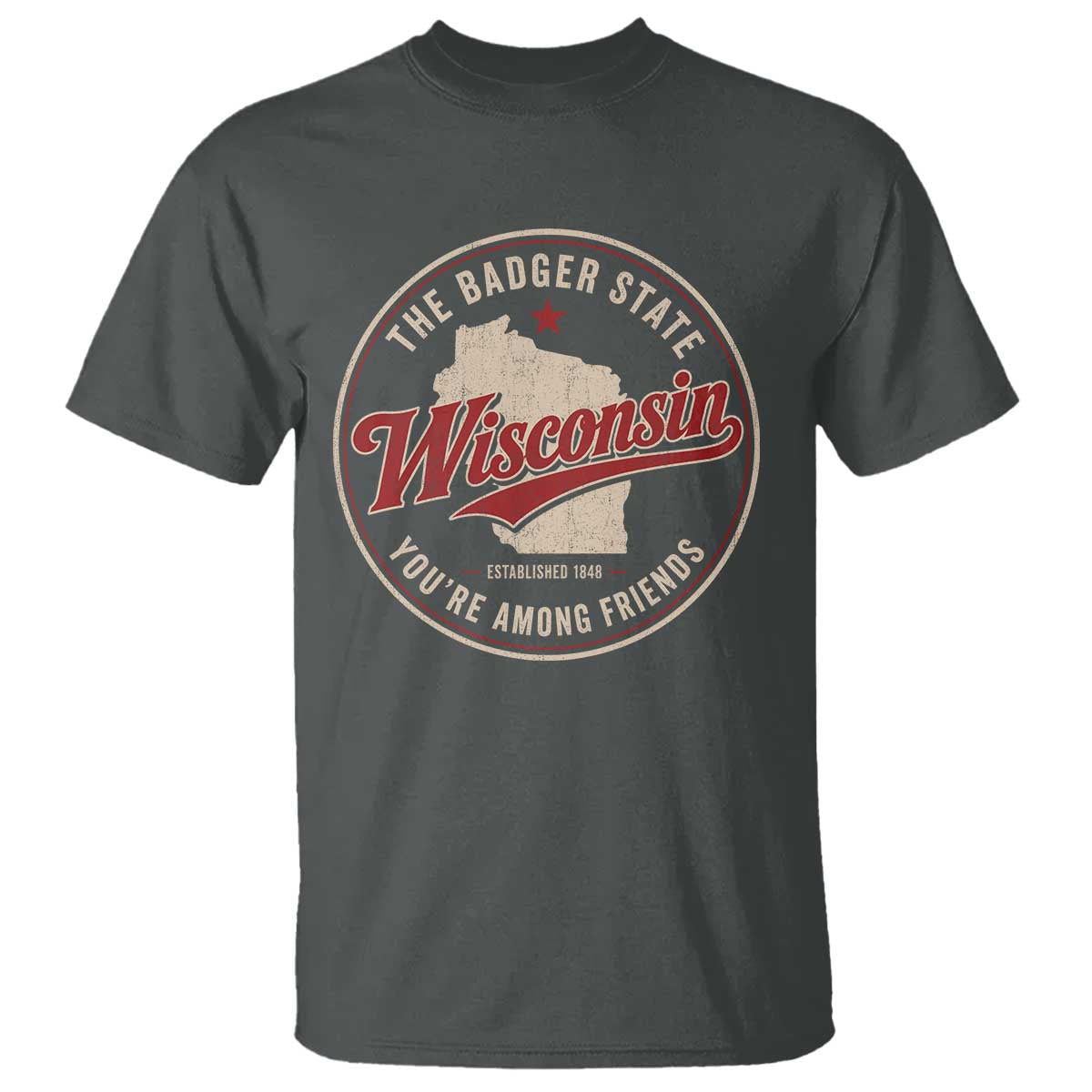Wisconsin The Badger State T Shirt You're Among Friends Retro WI State