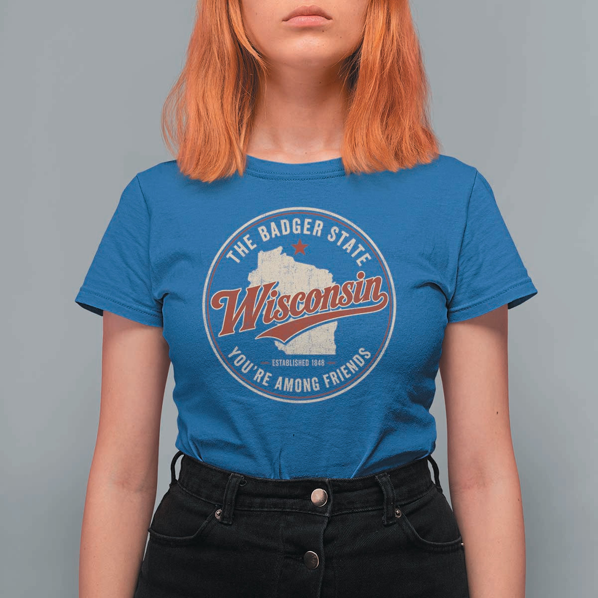 Wisconsin The Badger State T Shirt For Women You're Among Friends Retro WI State