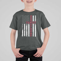 God Family Alabama T Shirt For Kid AL Game Day Christian American Flag