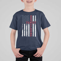 God Family Alabama T Shirt For Kid AL Game Day Christian American Flag