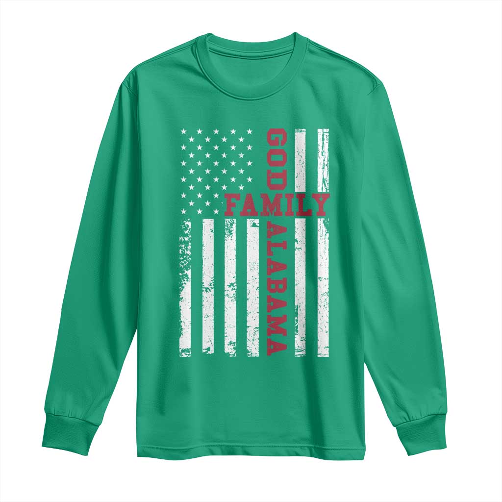 God Family Alabama Long Sleeve Shirt AL Game Day Christian American Flag