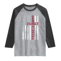 God Family Alabama Raglan Shirt AL Game Day Christian American Flag