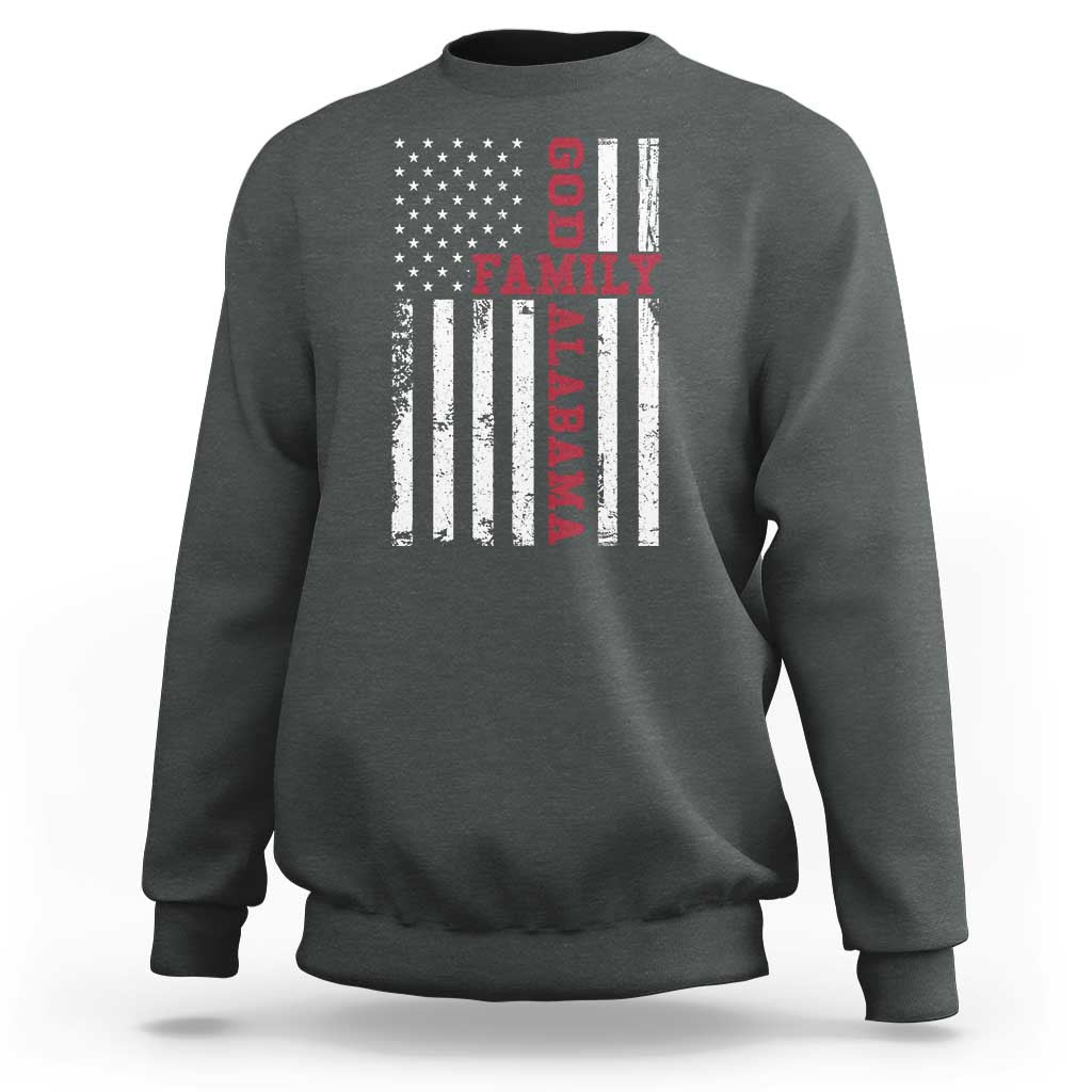 God Family Alabama Sweatshirt AL Game Day Christian American Flag