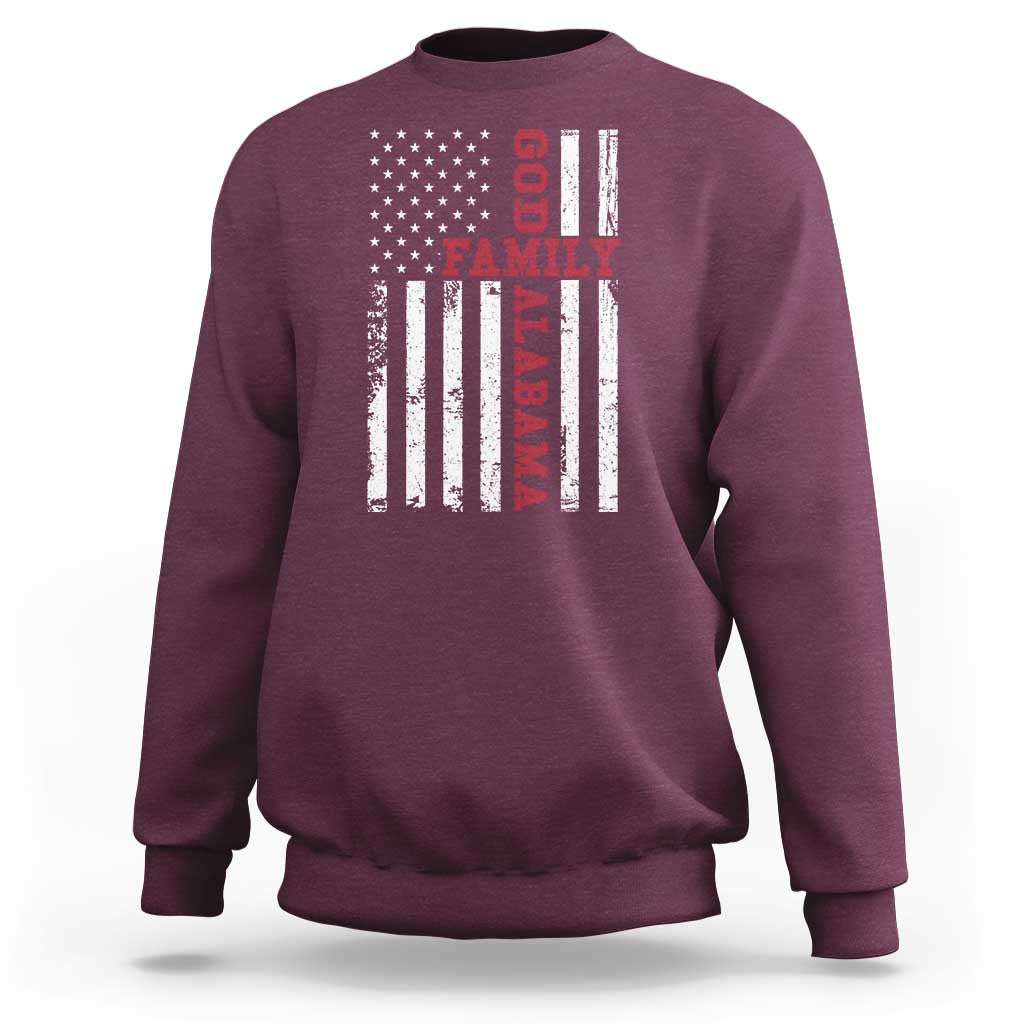 God Family Alabama Sweatshirt AL Game Day Christian American Flag