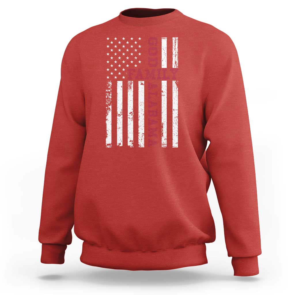 God Family Alabama Sweatshirt AL Game Day Christian American Flag