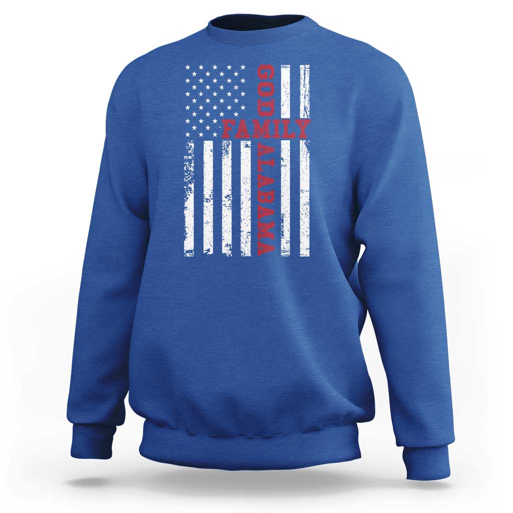 God Family Alabama Sweatshirt AL Game Day Christian American Flag