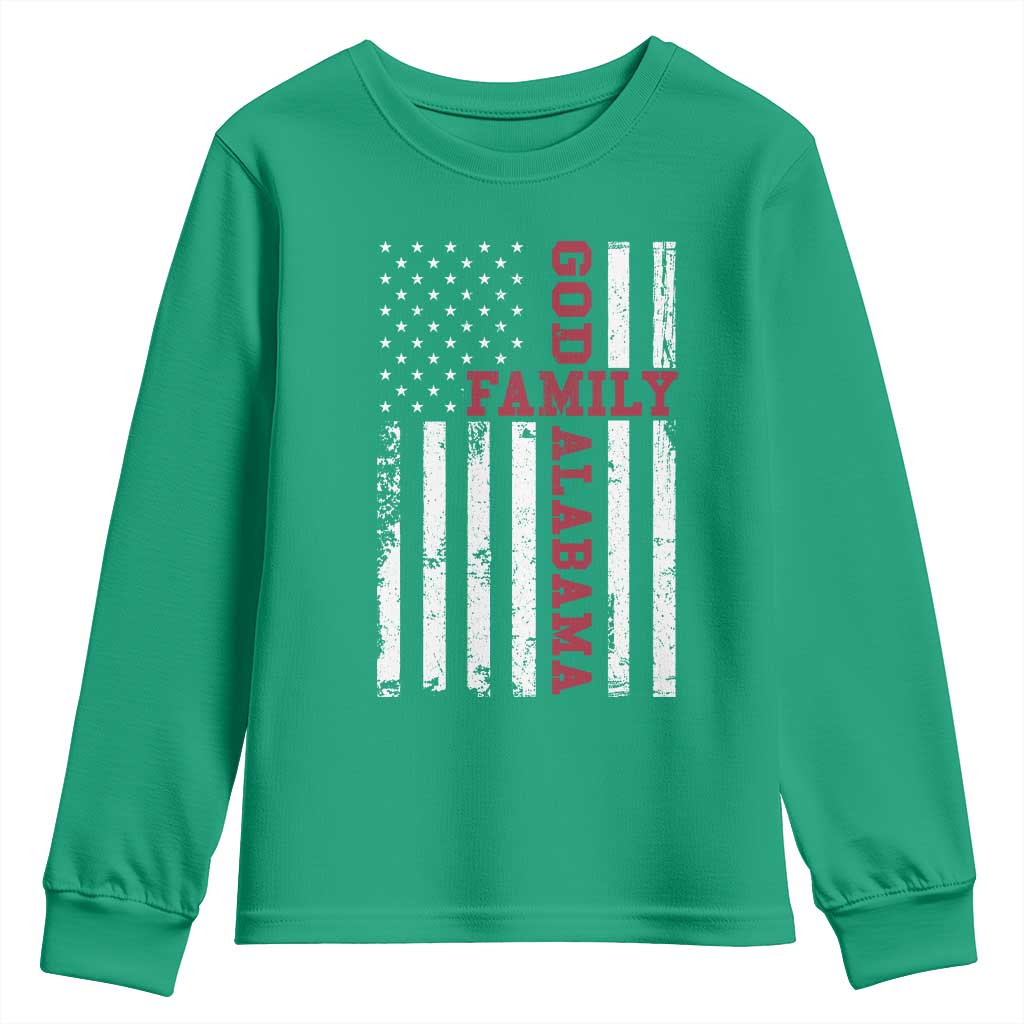 God Family Alabama Youth Sweatshirt AL Game Day Christian American Flag