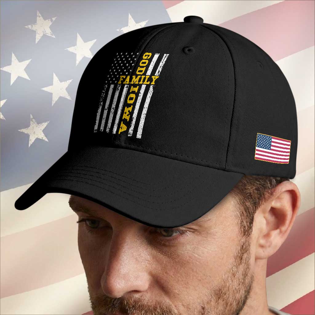 God Family Iowa Baseball Cap IA State Game Day Christian American Flag
