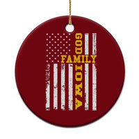 God Family Iowa Ceramic Ornament IA State Game Day Christian American Flag